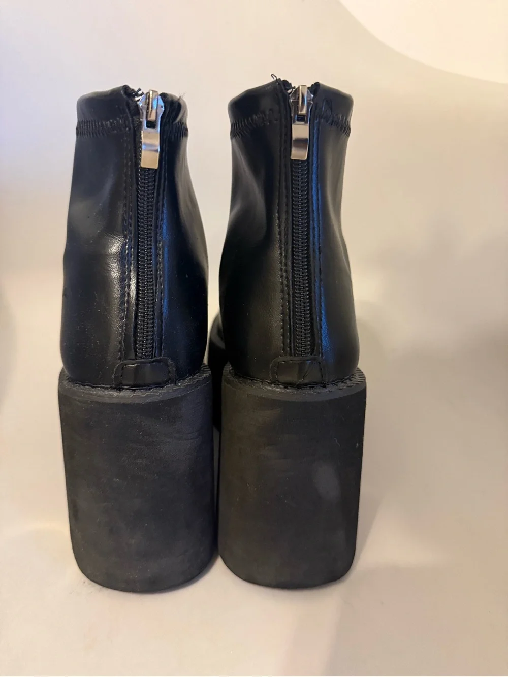 Black Platform Ankle Boots - Women's Chunky Heel